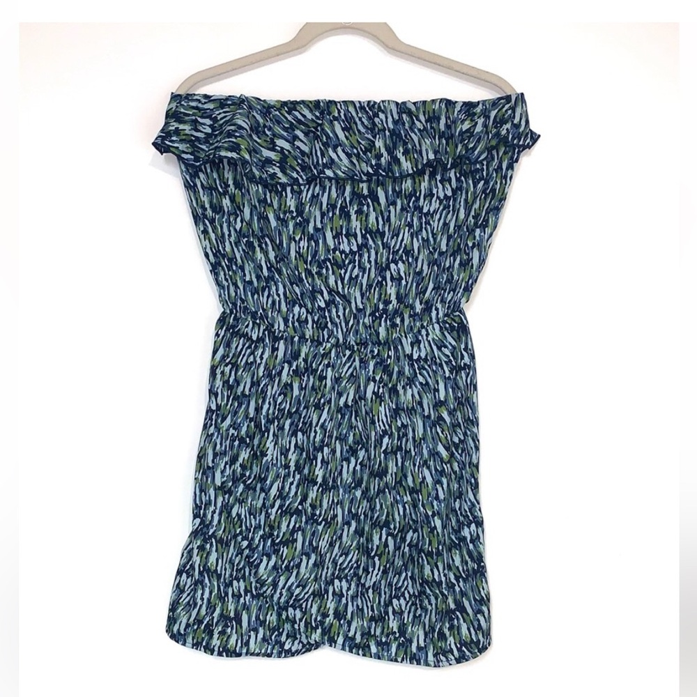 GAP size large Strapless Blue and Green Patterned Dress